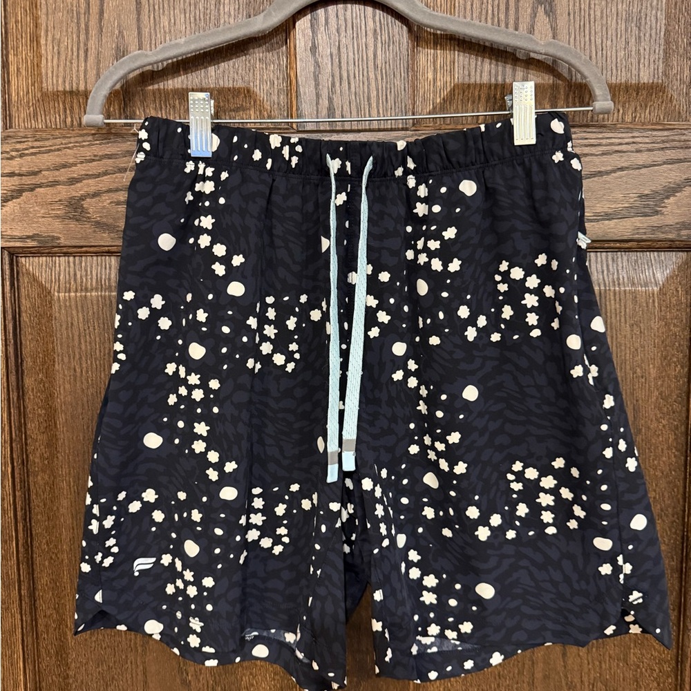 Fabletics Black and White Pattern Athletic Shorts